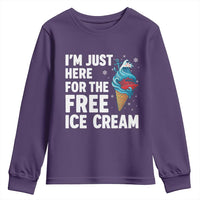 Funny Cruise Youth Sweatshirt I Am Just Here For The Free Ice Cream - Wonder Print Shop