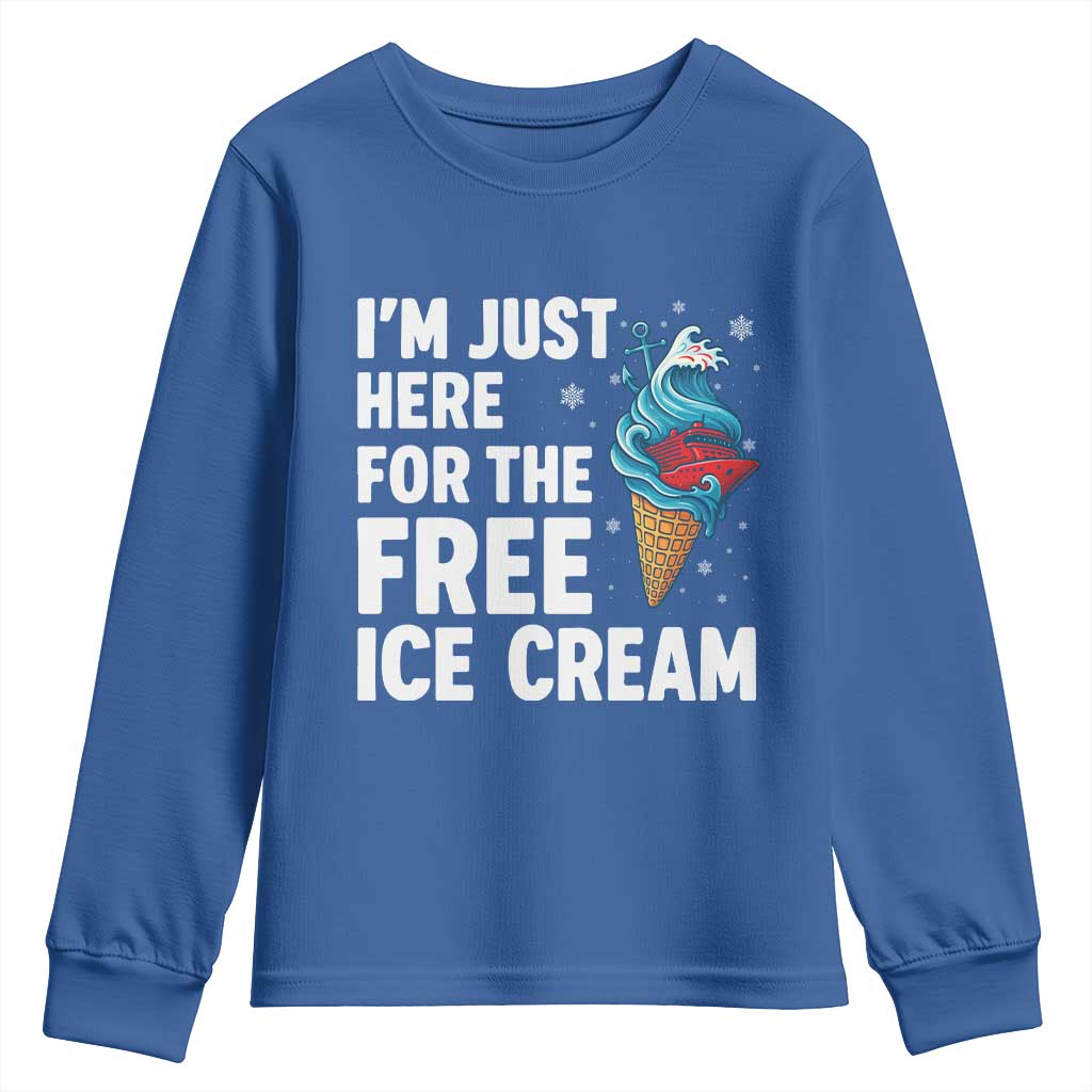 Funny Cruise Youth Sweatshirt I Am Just Here For The Free Ice Cream - Wonder Print Shop
