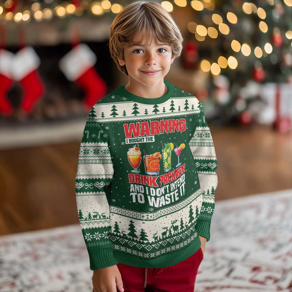 Funny Cruise Ship Ugly Christmas Sweater Warning I Bought The Drink Package - Wonder Print Shop