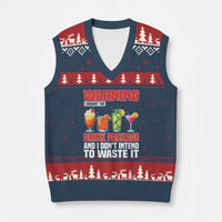 Funny Cruise Ship V-Neck Knit Sweater Vest Warning I Bought The Drink Package - Wonder Print Shop