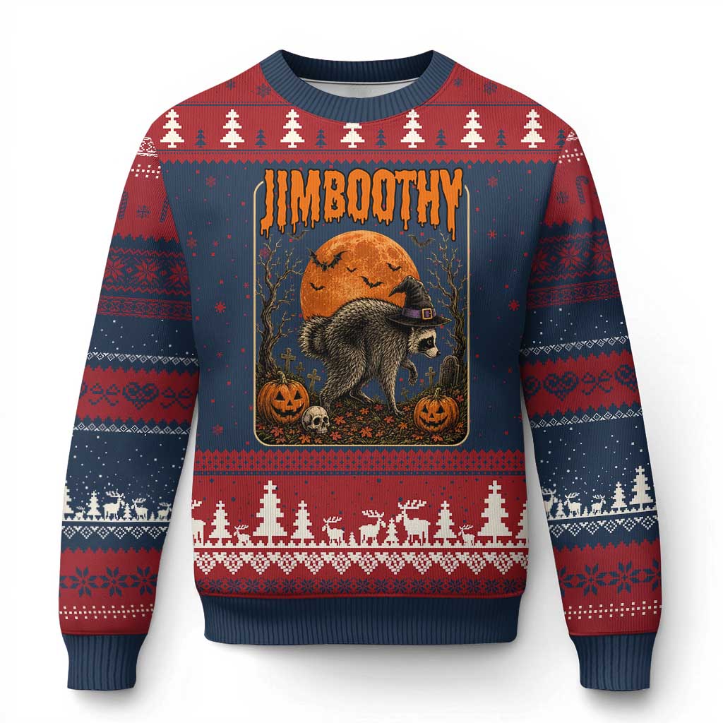 Jimothy Seattle Raccoon Halloween Ugly Christmas Sweater Funny Trash Panda Meme Gift
