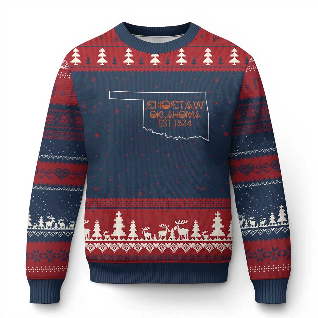 Choctaw Oklahoma OK Map Established 1834 Ugly Christmas Sweater