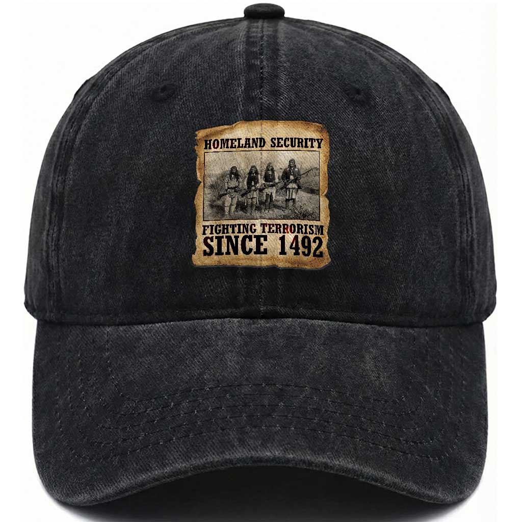 Homeland Security Fighting Terrorism Since 1492 Washed Cotton Baseball Cap Native American Indian