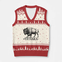Tatanka Lakota Buffalo Bison Native American West Wildlife V-Neck Knit Sweater Vest