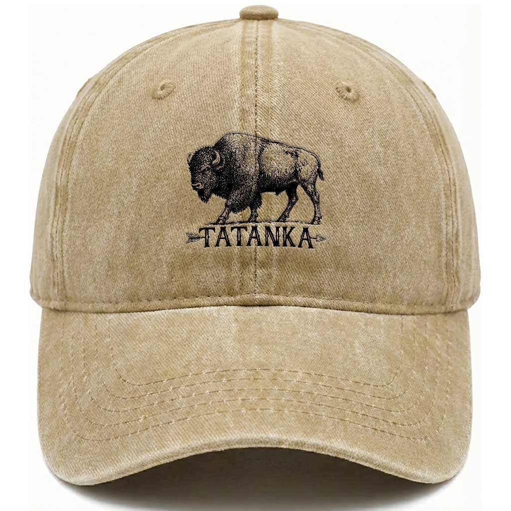 Tatanka Lakota Buffalo Bison Native American West Wildlife Washed Cotton Baseball Cap