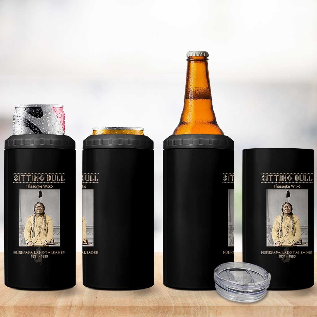 Sitting Bull Lakota Sioux Chief American Indian History 4 in 1 Can Cooler Tumbler