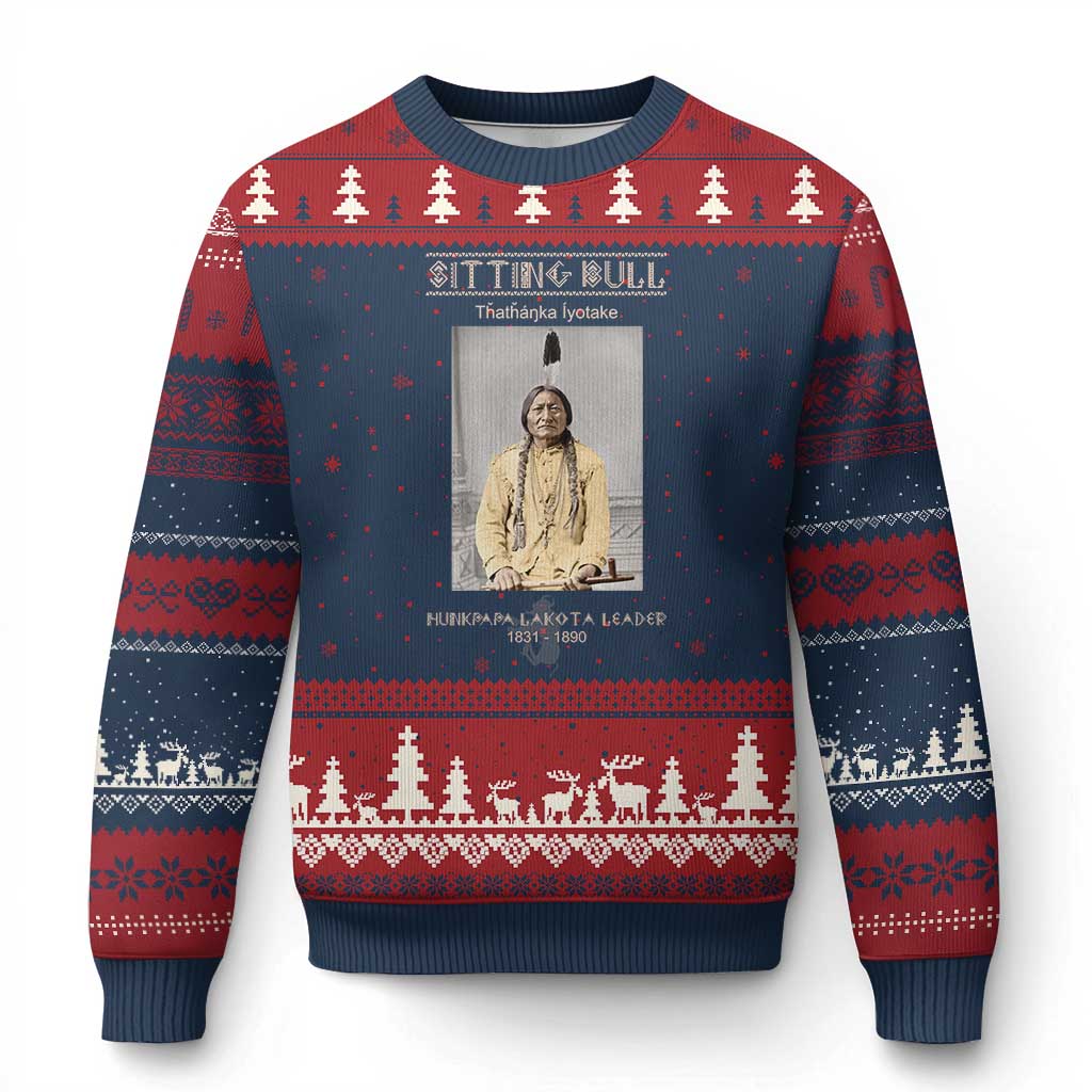Sitting Bull Lakota Sioux Chief American Indian History Ugly Christmas Sweater