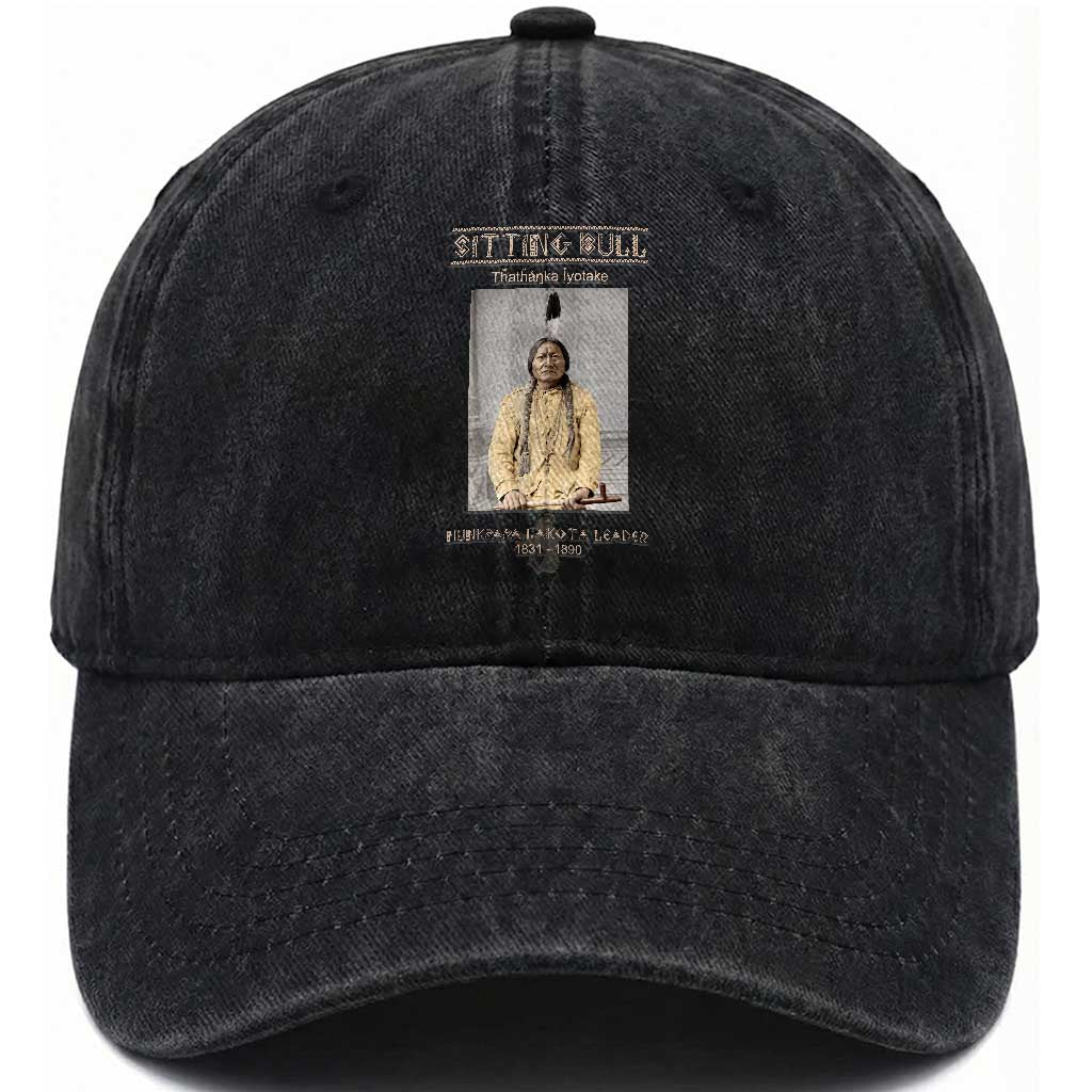 Sitting Bull Lakota Sioux Chief American Indian History Washed Cotton Baseball Cap