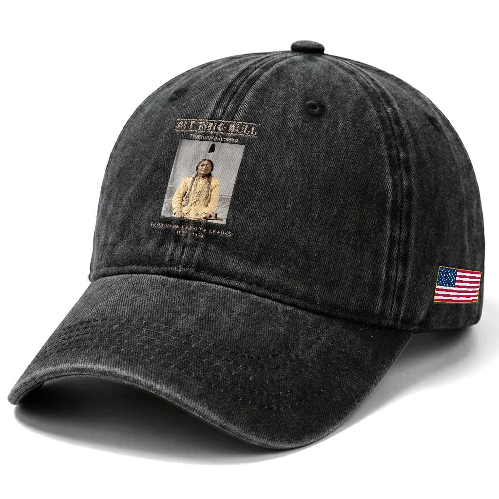 Sitting Bull Lakota Sioux Chief American Indian History Washed Cotton Baseball Cap