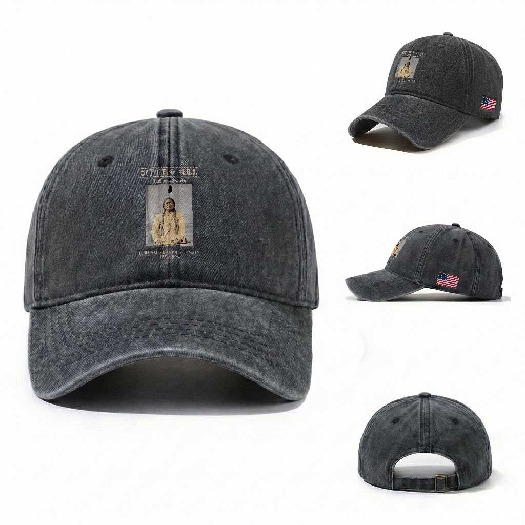 Sitting Bull Lakota Sioux Chief American Indian History Washed Cotton Baseball Cap