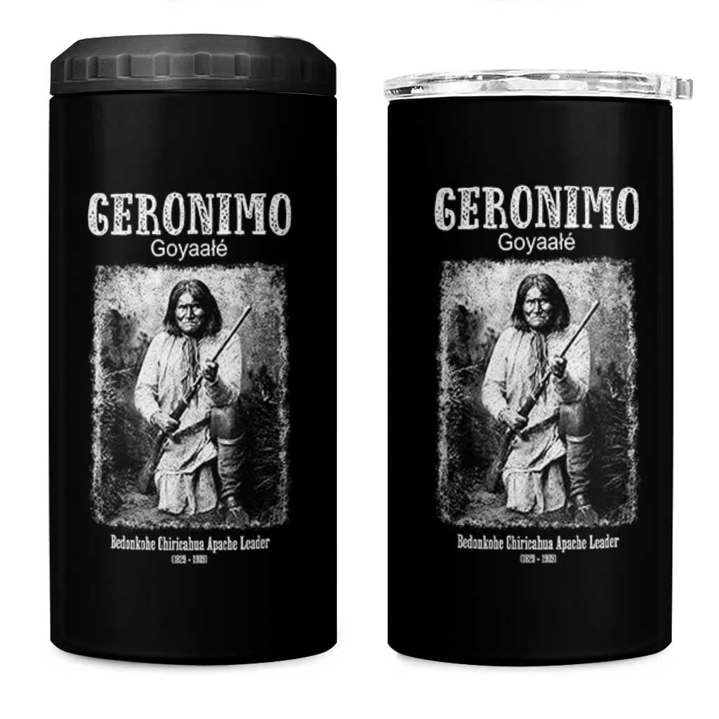 Geronimo Apache Leader American Indian History 4 in 1 Can Cooler Tumbler