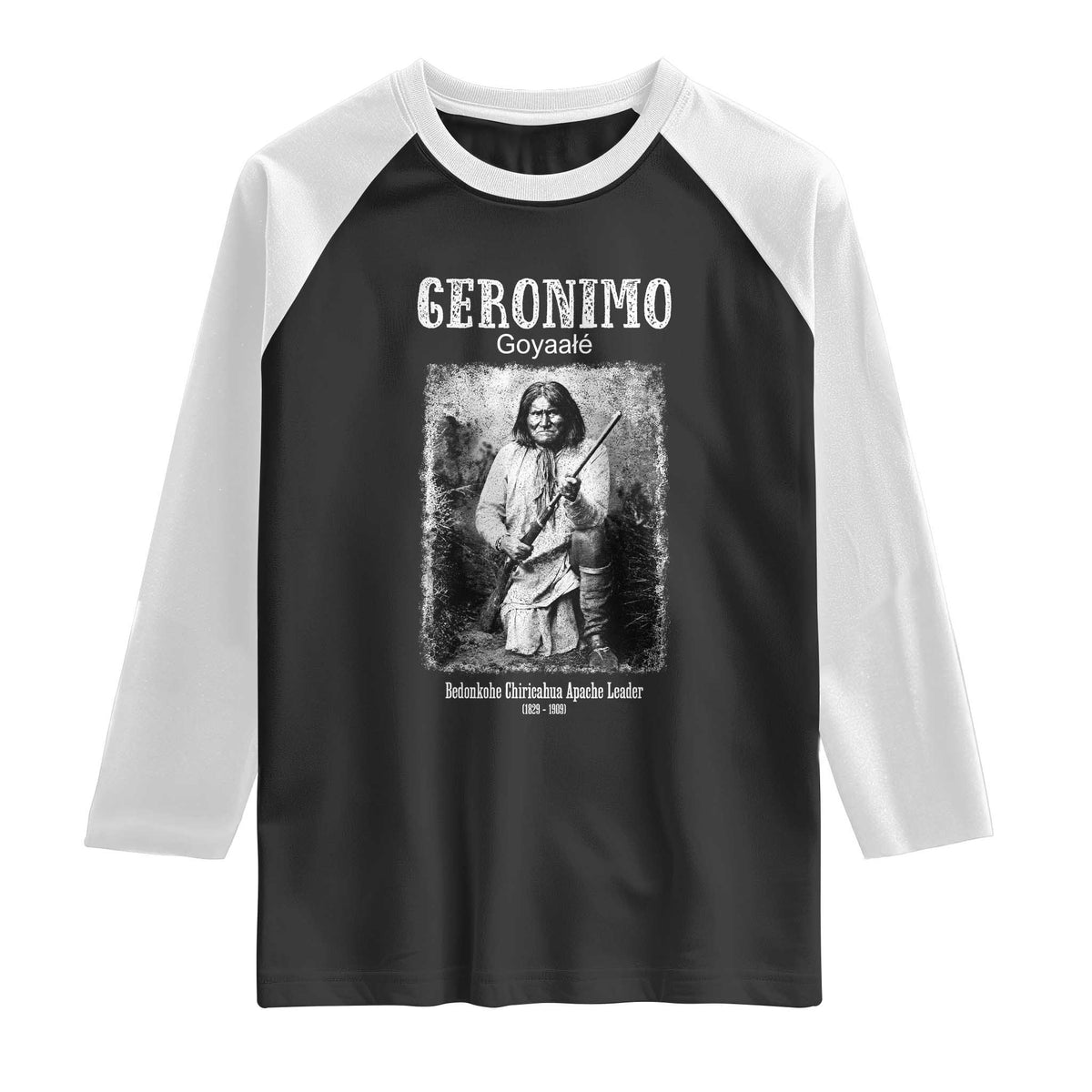 Geronimo Apache Leader American Indian History Raglan Shirt