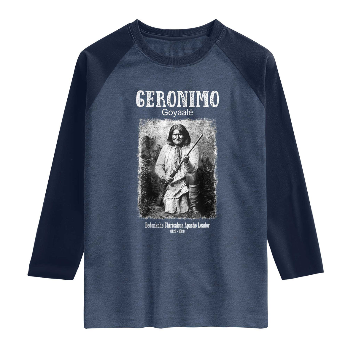 Geronimo Apache Leader American Indian History Raglan Shirt