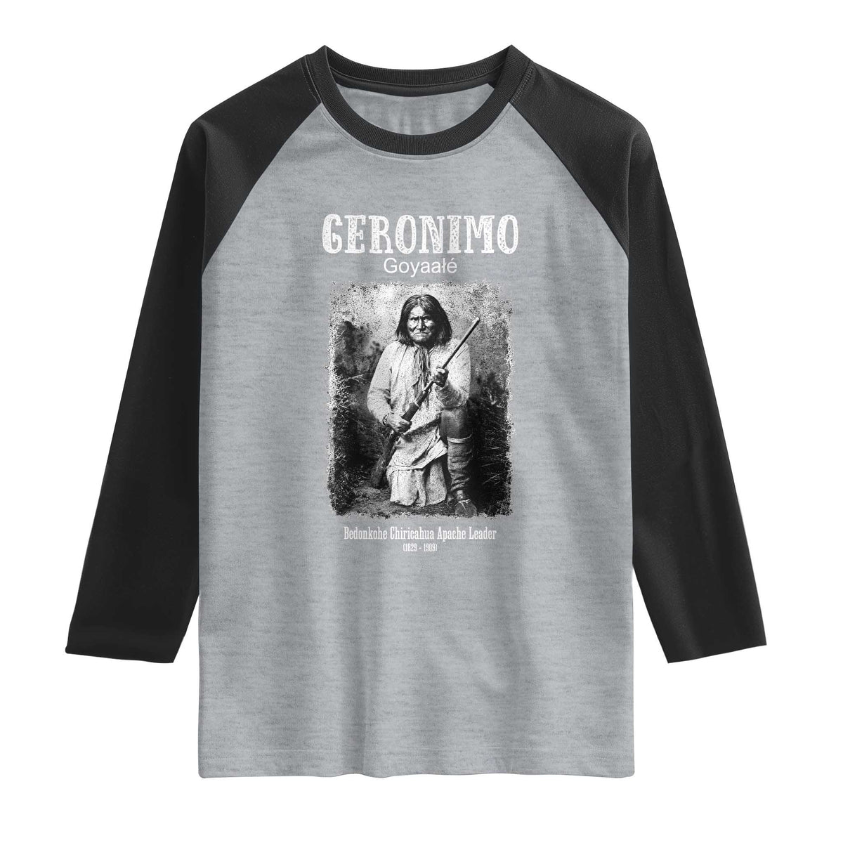 Geronimo Apache Leader American Indian History Raglan Shirt