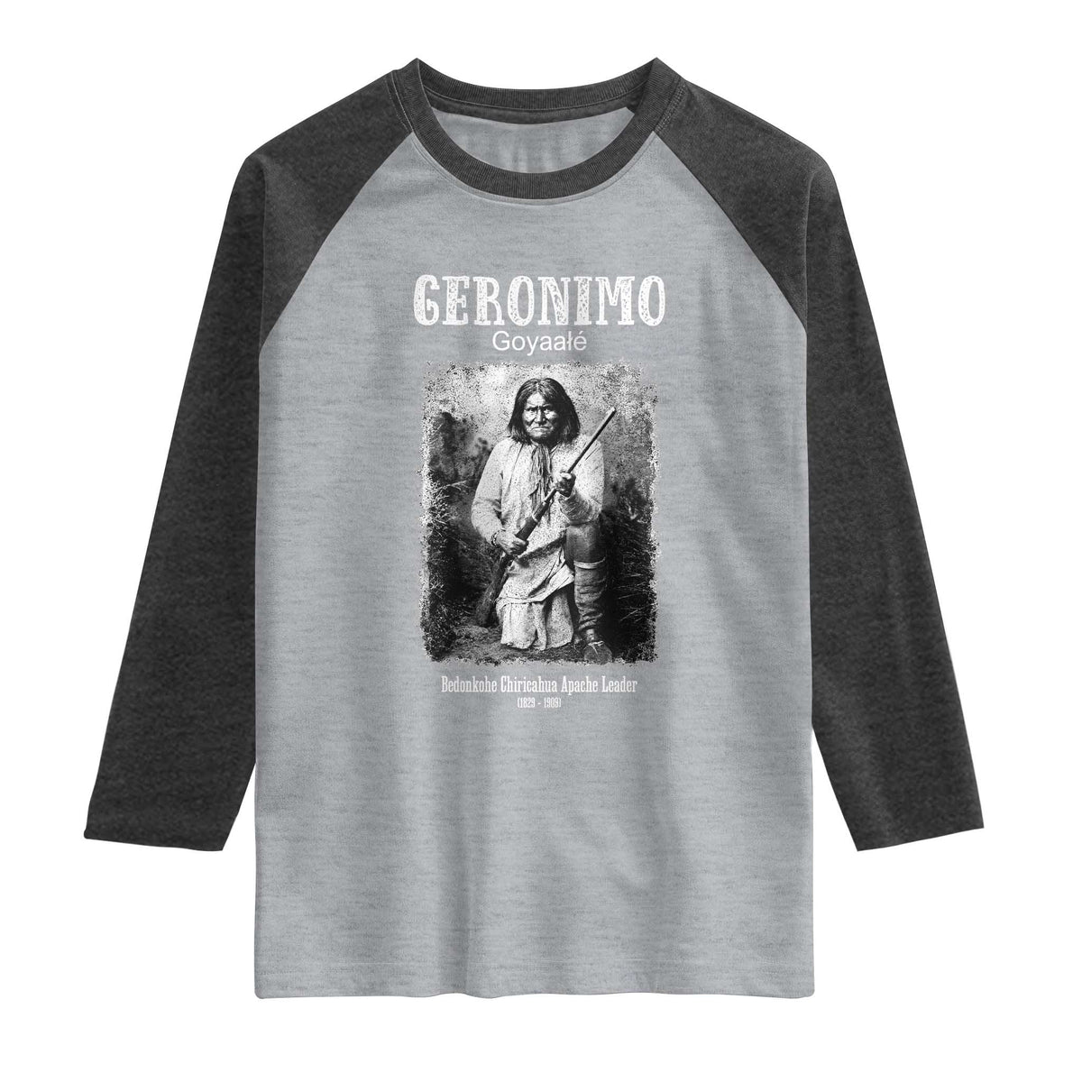 Geronimo Apache Leader American Indian History Raglan Shirt