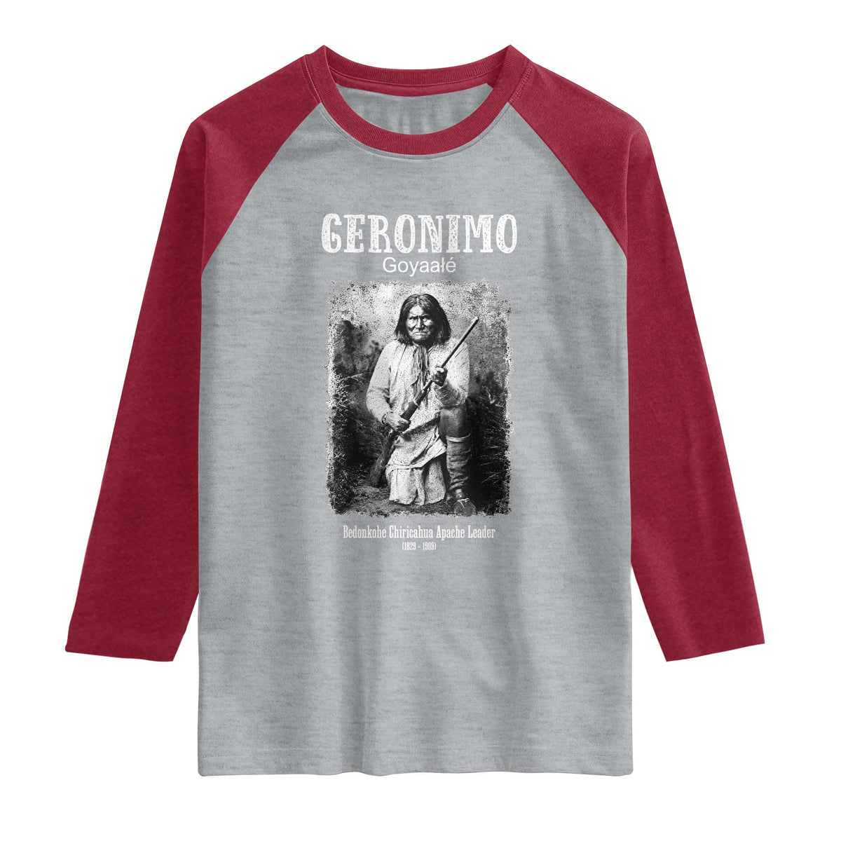 Geronimo Apache Leader American Indian History Raglan Shirt