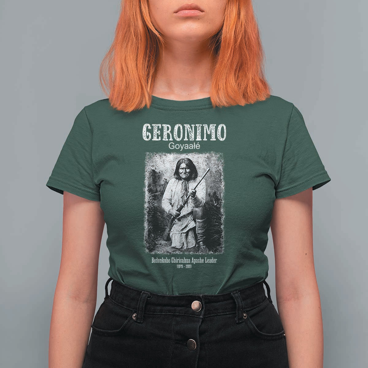 Geronimo Apache Leader American Indian History T Shirt For Women