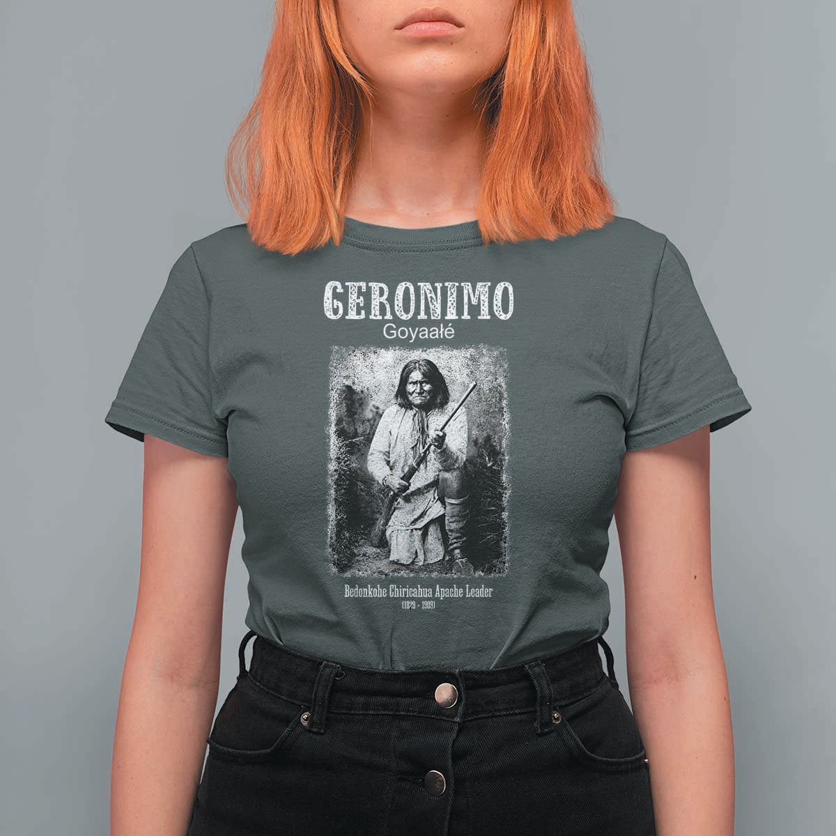 Geronimo Apache Leader American Indian History T Shirt For Women