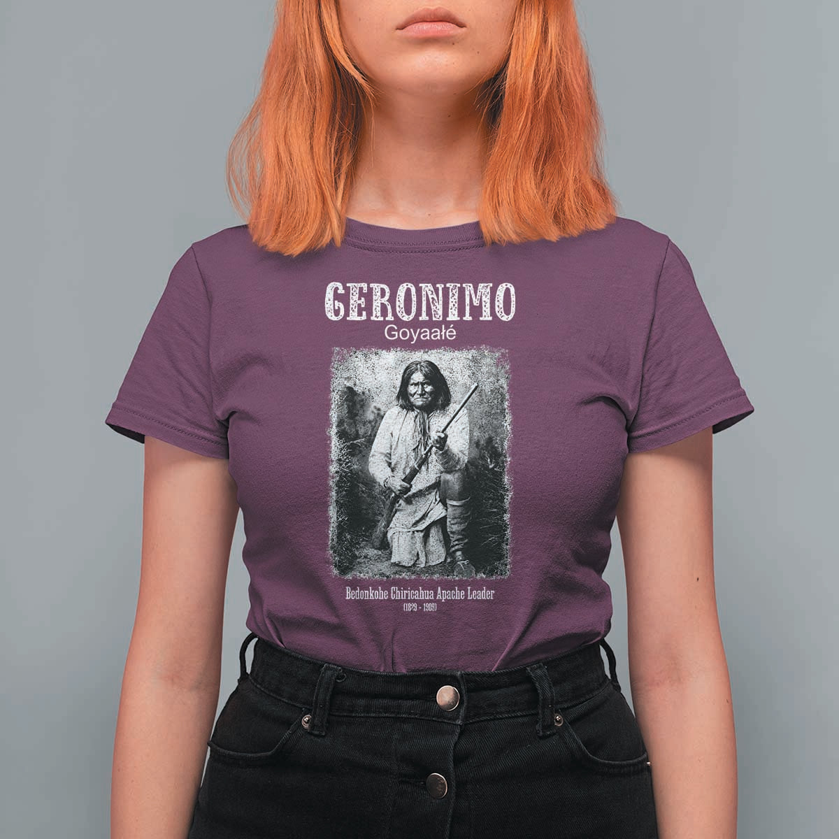 Geronimo Apache Leader American Indian History T Shirt For Women