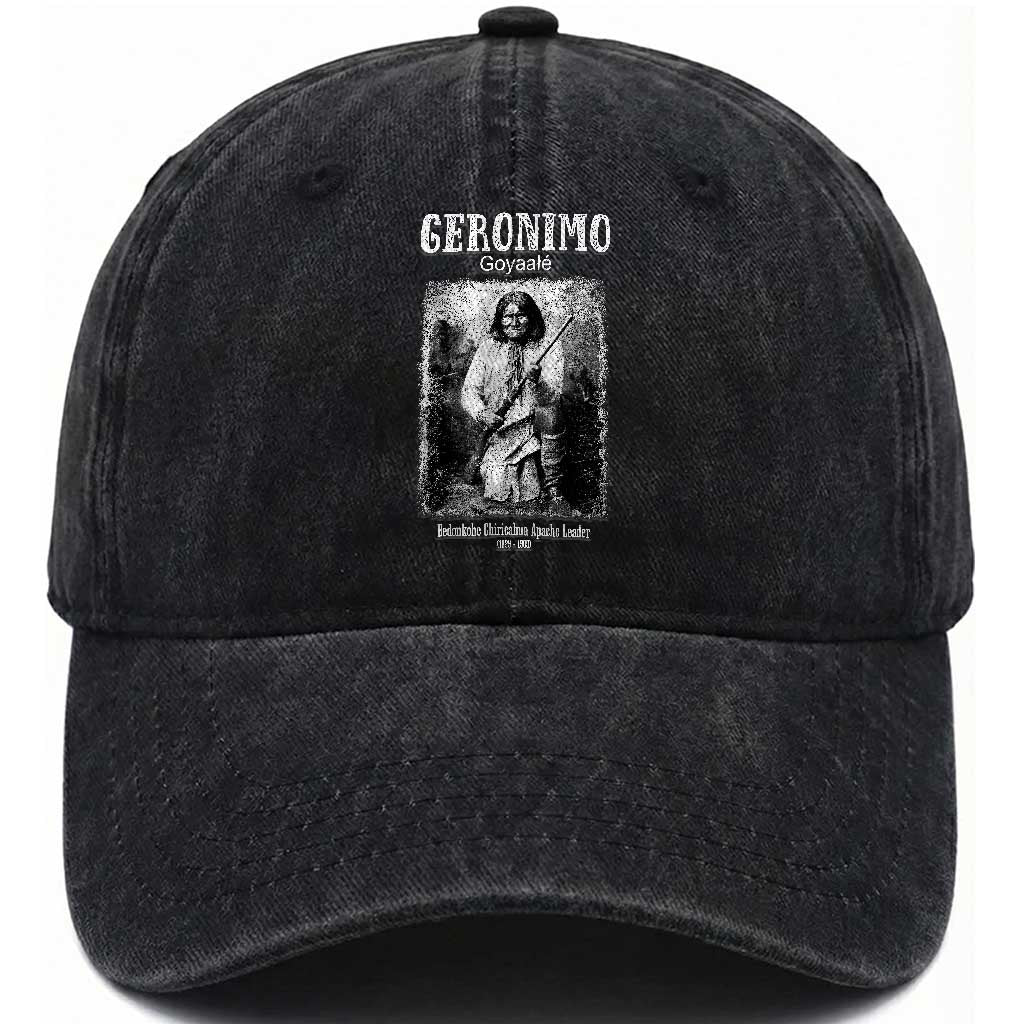 Geronimo Apache Leader American Indian History Washed Cotton Baseball Cap