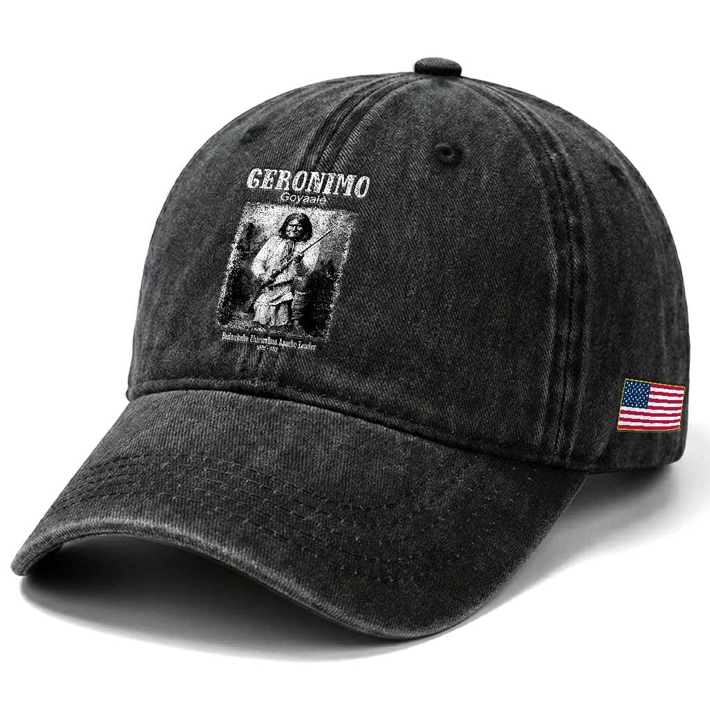 Geronimo Apache Leader American Indian History Washed Cotton Baseball Cap