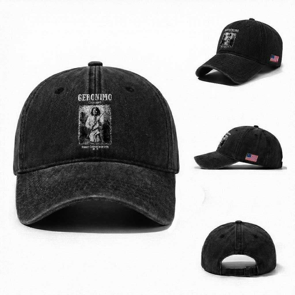 Geronimo Apache Leader American Indian History Washed Cotton Baseball Cap