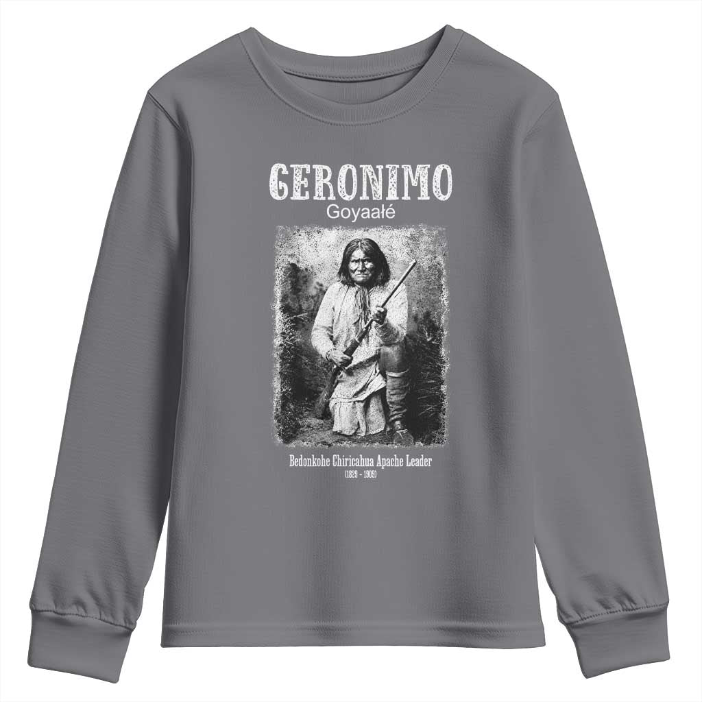 Geronimo Apache Leader American Indian History Youth Sweatshirt