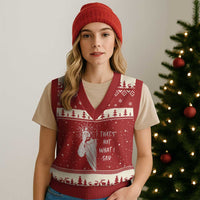 That's Not What I Said V-Neck Knit Sweater Vest Funny Christian Jesus Sarcastic Quote