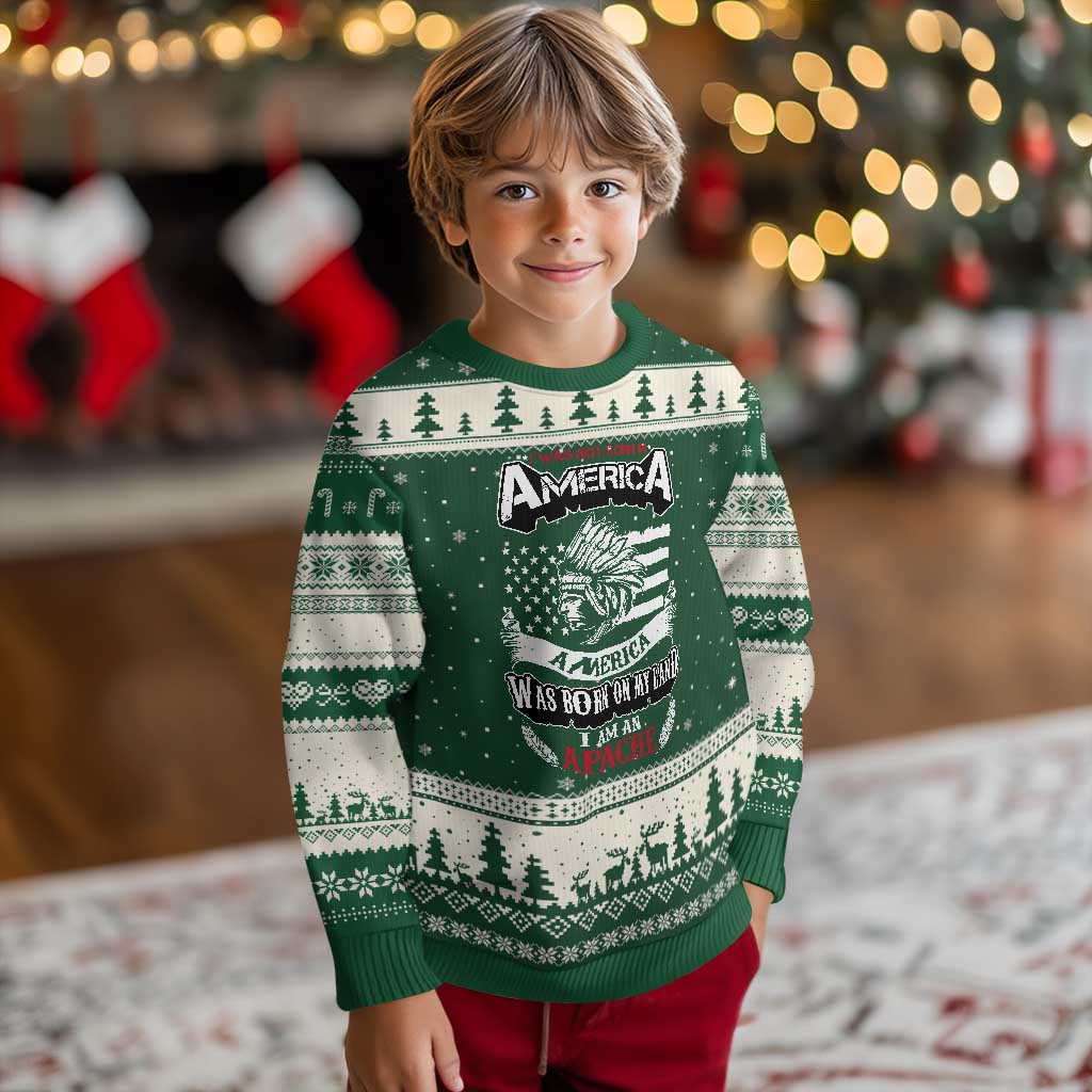 Apache Tribe Native American Indian Pride Ugly Christmas Sweater I Was Not Born In America