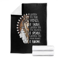 Native American Indian Wolf Saying Listen to The Wind Throw Blanket