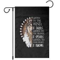 Native American Indian Wolf Saying Listen to The Wind Garden Flag