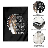 Native American Indian Wolf Saying Listen to The Wind Garden Flag