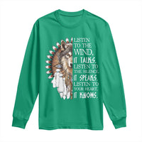 Native American Indian Wolf Saying Listen to The Wind Long Sleeve Shirt
