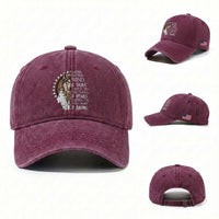 Native American Indian Wolf Saying Listen to The Wind Washed Cotton Baseball Cap