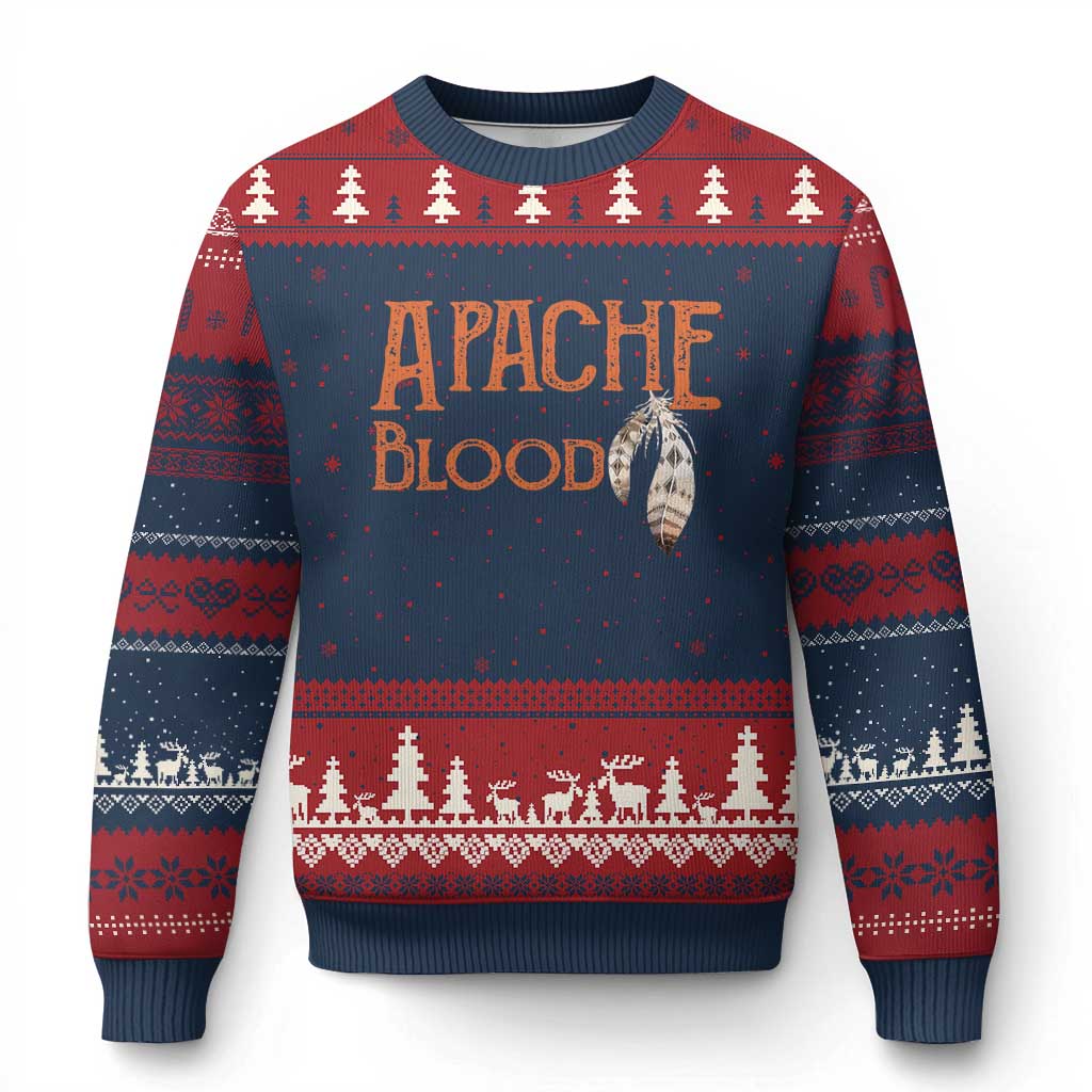 Apache Blood Roots for Proud Native American Peoples Ugly Christmas Sweater