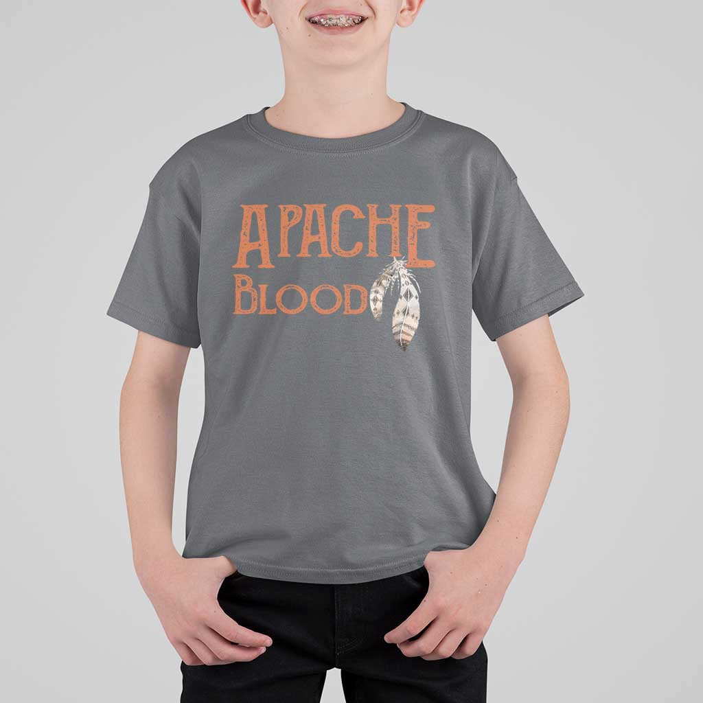 Apache Blood Roots for Proud Native American Peoples T Shirt For Kid