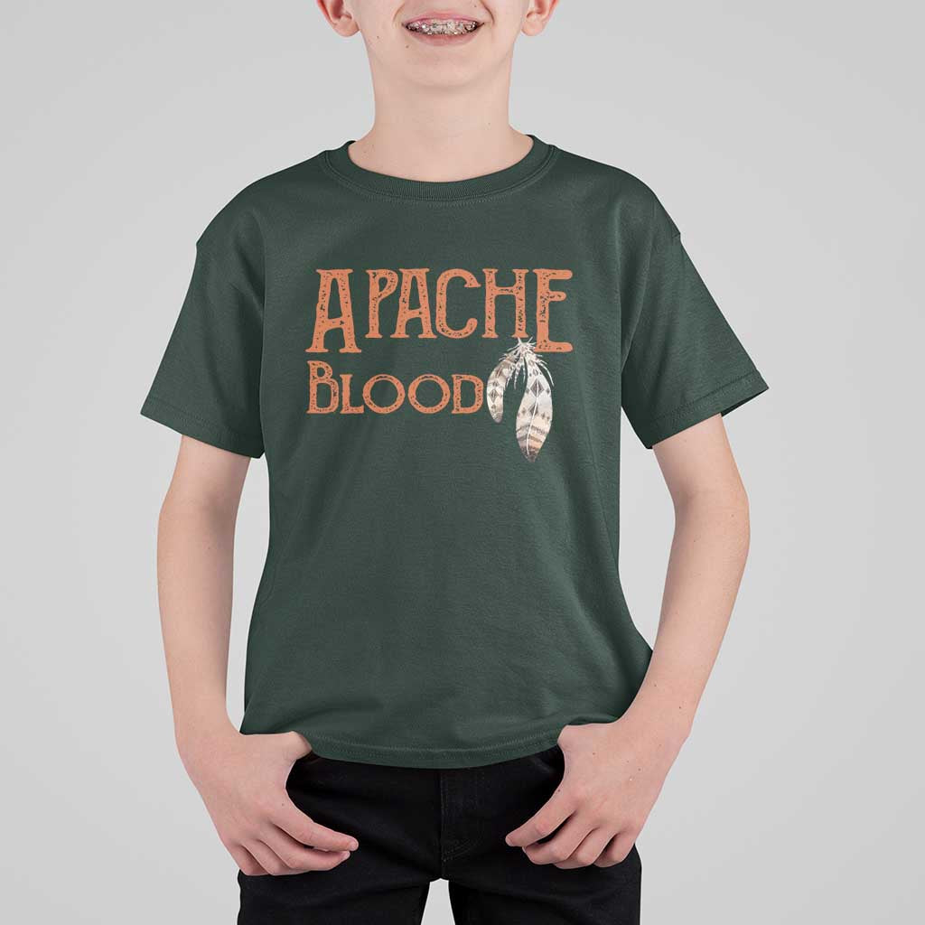 Apache Blood Roots for Proud Native American Peoples T Shirt For Kid
