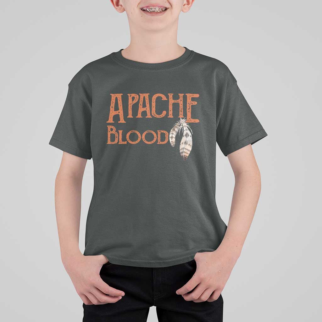 Apache Blood Roots for Proud Native American Peoples T Shirt For Kid