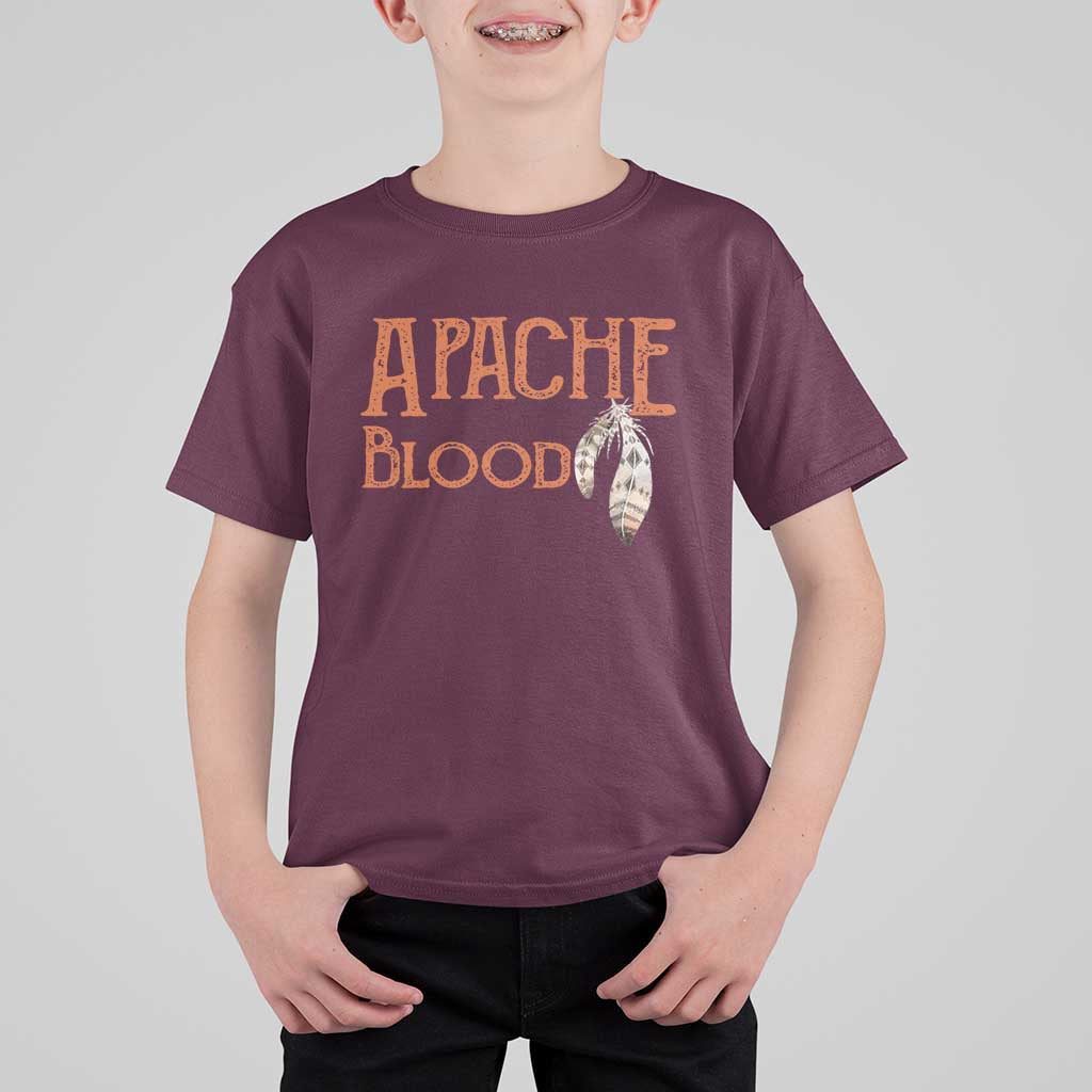 Apache Blood Roots for Proud Native American Peoples T Shirt For Kid