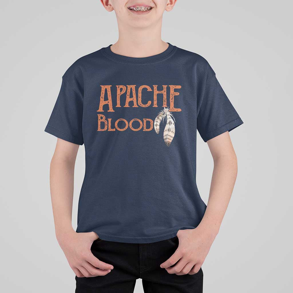 Apache Blood Roots for Proud Native American Peoples T Shirt For Kid