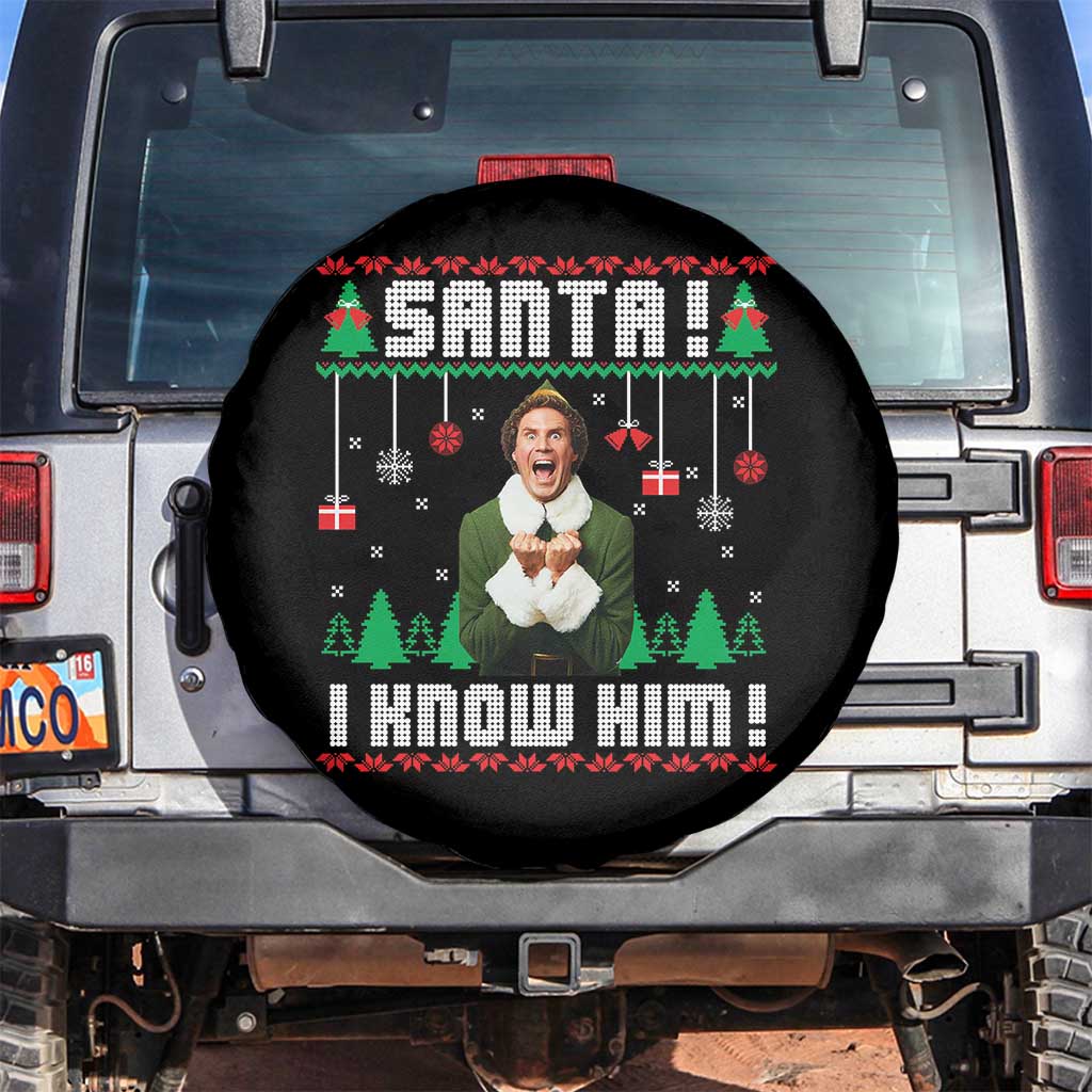 Santa I Know Him Spare Tire Cover Funny Elf Christmas - Wonder Print Shop