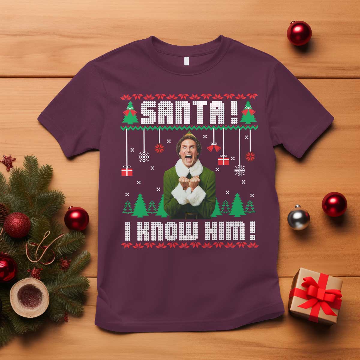 Santa I Know Him T Shirt Funny Elf Christmas - Wonder Print Shop