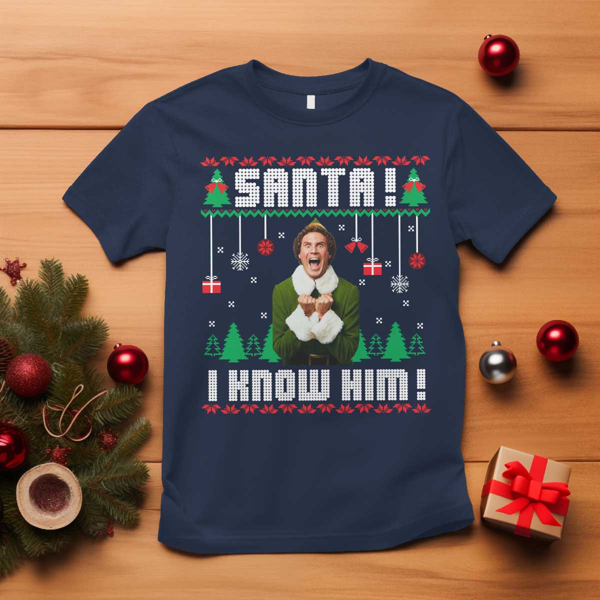 Santa I Know Him T Shirt Funny Elf Christmas - Wonder Print Shop