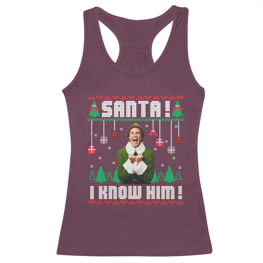 Santa I Know Him Racerback Tank Top Funny Elf Christmas - Wonder Print Shop