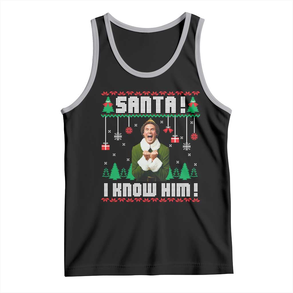 Santa I Know Him Tank Top Funny Elf Christmas - Wonder Print Shop