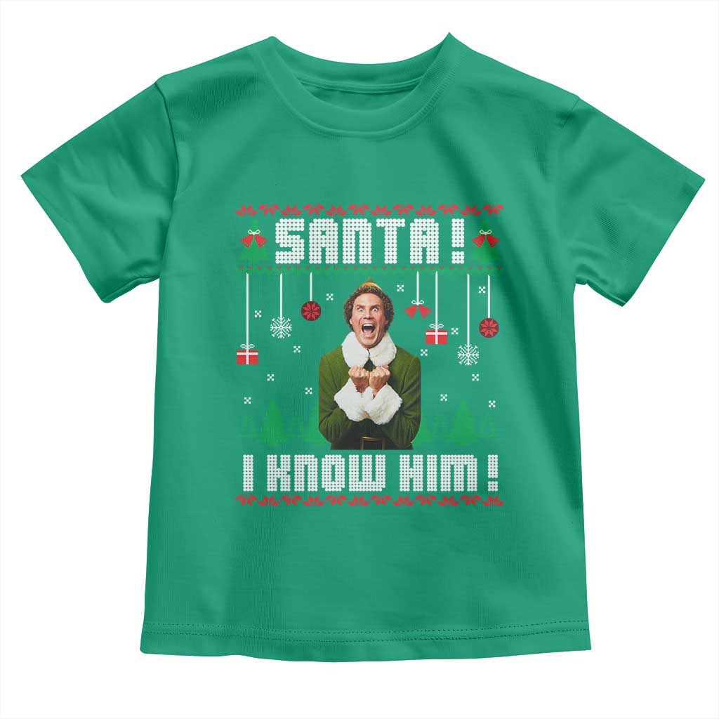 Santa I Know Him Toddler T Shirt Funny Elf Christmas - Wonder Print Shop