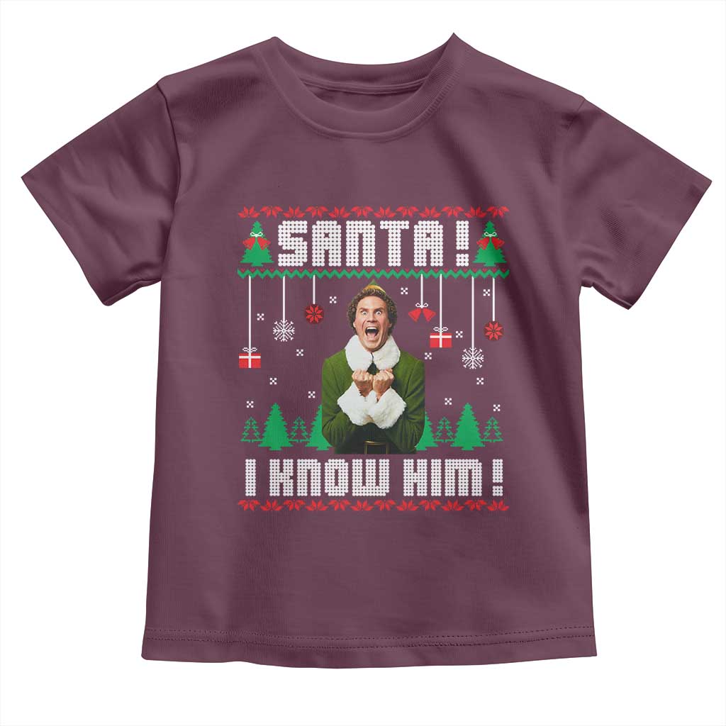 Santa I Know Him Toddler T Shirt Funny Elf Christmas - Wonder Print Shop