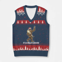 Leg Lamp Xmas V-Neck Knit Sweater Vest Funny Bigfoot Fra Gee Leh Xmas - Wonder Print Shop