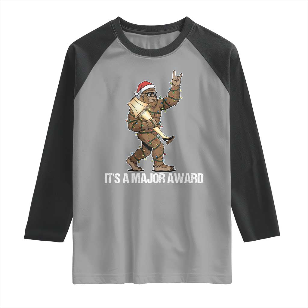 Leg Lamp Christmas Raglan Shirt Funny Bigfoot Fra Gee Leh Xmas - Wonder Print Shop