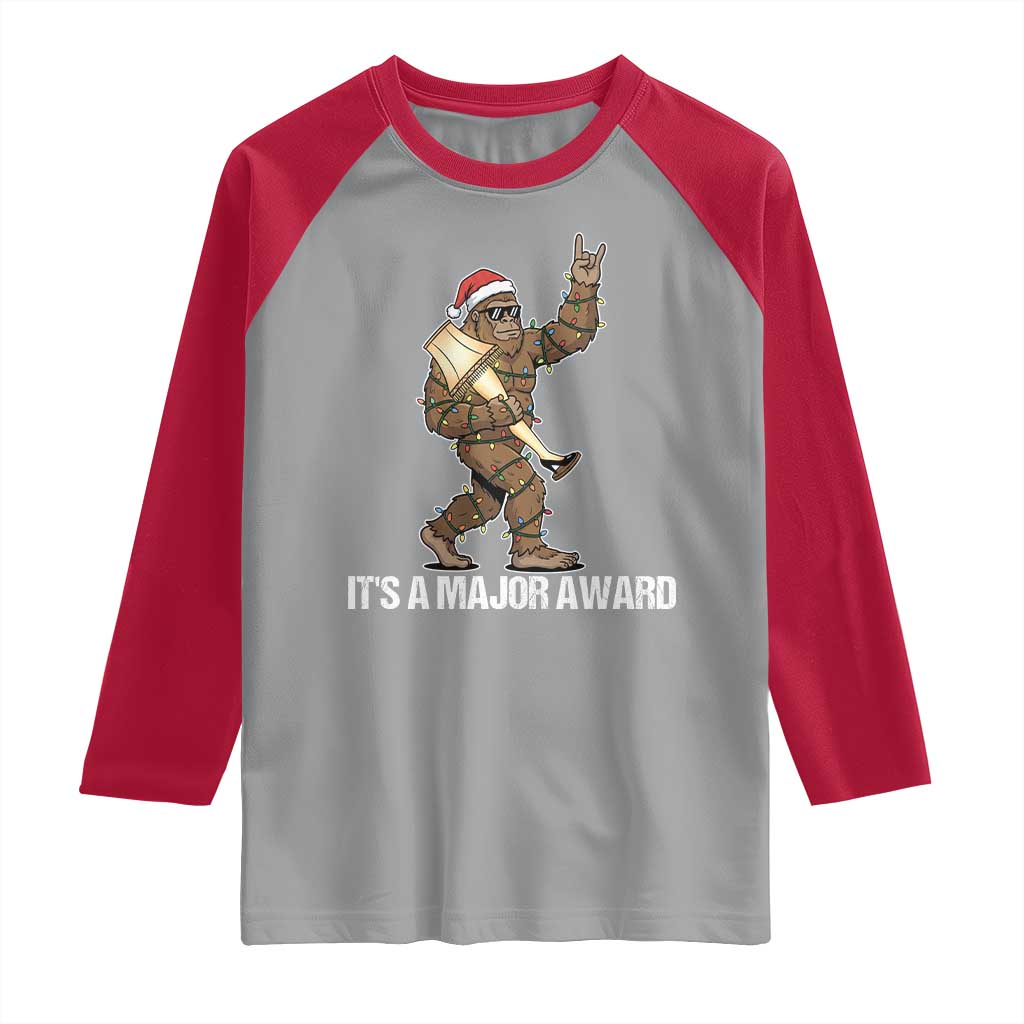 Leg Lamp Christmas Raglan Shirt Funny Bigfoot Fra Gee Leh Xmas - Wonder Print Shop